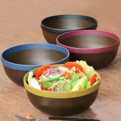 ボウル 18cm MUSUBI 山中塗 プラスチック ダークブラウン （ 食洗機対応 電子レンジ対応 サラダボウル どんぶり 丼ぶり 鉢 軽い 割れにくい サラダ 煮物 うどん そば プラスチック製 木目調 おしゃれ スタッキング ）)