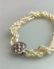 5連 淡水ケシパール ブレスレット - シルバー製クラスプ（SILVER刻印）