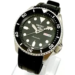 B123【美品】 SEIKO セイコー 5スポーツ ブラックベゼル ブラックダイアル シースルーバック 自動巻き機械式 メンズウォッチ