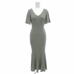 リゼクシー RESEXXY フレアスリーブマーメイドニットワンピース F リブ マキシ ロング 半袖 マーメイド 緑 グリーン 152220341201-01 /AE