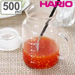 ハリオ 調味料入れ ガラスのたれ・ソースポット ガラスのある生活 日本製 （ HARIO 手作りソース 保存容器 タレポット 500ml 食洗機対応 電子レンジ対応 ドレッシング 耐熱ガラス オイル ビネガー 調味料 調味料ボトル 目盛り付き ）)のサムネイル