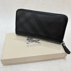 BURBERRY　バーバリー　長財布　ラウンドファスナー　ロンドンチェック　PVC　レザー　大容量