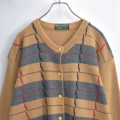 80〜90s Lyle & Scott ライル & スコット ラムウール ハウスチェック パターン ニット カーディガン ヴィンテージ ビンテージ 古着 レディースL相当のサムネイル