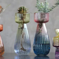 花瓶 トーンフラワーベース ロング ガラス （ 花ビン 花びん 花器 水耕栽培 フラワーベース ガラスベース フラワー 花 飾る 花入れ ガラス製 ベース 生花 グラデーション グラデーションベース カラフル クリア インテリア ） )
