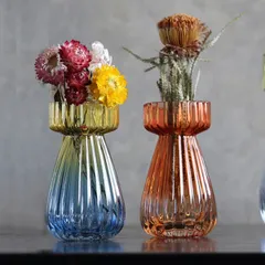 花瓶 トーンフラワーベース ミドル ガラス （ 花ビン 花びん 花器 水耕栽培 フラワーベース ガラスベース フラワー 花 飾る 花入れ ガラス製 ベース 生花 グラデーション グラデーションベース カラフル クリア インテリア ） )