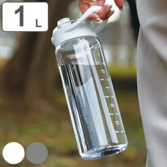 水筒 SANTECO TRACK&GO ウォーターボトル 1L （ サンテコ トラック＆ゴー 直飲み 軽量 タイムマーカー 1リットル クリア ワンタッチオープン 目盛り付き ハンドル付き 広口 常温 ） )のサムネイル