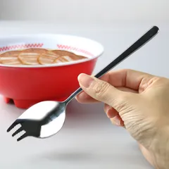ラーメンスプーン 18.5cm マイチョイス カップめんスプーン ステンレス （ 食洗機対応 先割れスプーン スプーン カトラリー 麺類 ラーメン カップ麺 波型 おしゃれ ）)のサムネイル