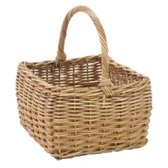 バスケット アラログ グリーンバスケット スクエア ラタン （ かご カゴ 収納 幅24cm 皮付き 天然素材 アジアン雑貨 ハンドメイド 収納かご 正方形 藤 持ち手付き 果物 手編み 小物入れ おしゃれ インテリア 見せる収納 小物収納 ）)