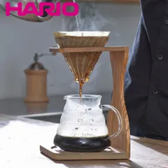 ハリオ コーヒー ドリッパーセット 1～4杯用 V60 オリーブウッドスタンドセット 耐熱ガラス （ HARIO ドリッパー サーバー スタンド 珈琲 ハンドドリップ 計量スプーン付き フィルター付き 円すい型 ナチュラル おしゃれ ）)