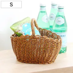 ユティル オーバルワンハンドルバスケットＳ 洗える かご バスケット 収納 （ カゴ 天然素材風 手編み 水洗い 収納かご 幅22×奥行17×高さ12.5cm 持ち手付き 小物収納 小物入れ おしゃれ ハンドメイド キッチン プランターカバー ）)