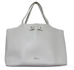 【未使用】フルラ FURLA リボンデザイン 本革レザートートバッグ  ハンドバッグ  白系 A4サイズ ■管理番号L29829YER-260223-1K(1350)