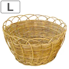 バスケット アラログ ラウンドバスケットL ラタン （ かご カゴ 収納 直径30cm 皮付き 天然素材 アジアン雑貨 ハンドメイド 収納かご 丸 藤 小物収納 フルーツ 果物 手編み 小物入れ おしゃれ インテリア 見せる収納 ）)
