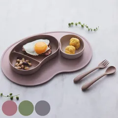 ベビー 食器 SUCSUC ギフトセット4PC 4点セット 日本製 （ ベビー食器セット 出産祝い キッズ ベビー食器 すくいやすい 割れにくい 仕切り付きプレート ミニボウル トレイ カトラリー セット 子供 かわいい ギフト プレゼント ） )のサムネイル