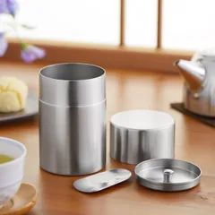 茶筒 400ml 郷技 ステンレス茶筒 茶箕付き （ ステンレス 日本製 お茶容器 茶葉容器 保存容器 保存缶 茶缶 お茶缶 キャニスター 保存 容器 茶 茶葉 お茶 茶葉保存 お茶葉保存 お茶っぱ入れ 茶さじ付き 燕三条 シンプル おしゃれ ）)のサムネイル