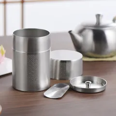茶筒 400ml 郷技 ステンレス茶筒 大 紗綾 茶箕付き （ ステンレス 日本製 お茶容器 茶葉容器 保存容器 保存缶 茶缶 お茶缶 キャニスター 保存 容器 茶 茶葉 お茶 茶葉保存 お茶葉保存 お茶っぱ入れ 茶さじ付き 燕三条 おしゃれ ）)のサムネイル