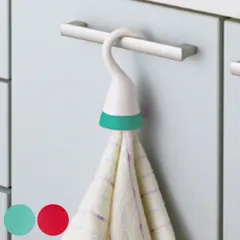 タオル掛け どこでもタオルフック 押し込み式 （ タオルハンガー 吊り下げ 掛ける 引掛ける タオルホルダー タオル フック ふきん掛け 手拭き 簡単 コンパクト 便利 キッチン 洗面所 トイレ ） )のサムネイル