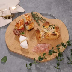 まな板 32cm D型 竹製 持ち手付き バンブーカッティングボード （ まないた バンブー かまぼこ型 丸 おしゃれ 丸型 プレート 抗菌 防臭 半円 円形 丸まな板 竹 衛生的 取っ手付き ）)のサムネイル