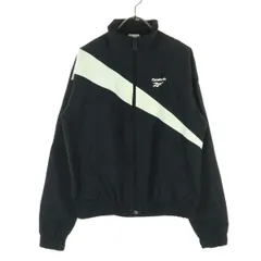 Reebok リーボック ナイロン ワンポイントロゴ 長袖 バイカラー ブルゾン S ブラック レディース 古着