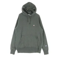 Champion チャンピオン コットン ワンポイント刺繍 長袖 パーカー XL グレー メンズ 古着