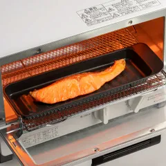 焼き魚プレート デュアルプラス フッ素加工 日本製 オーブントレー （ トースター 魚焼き トレー プレート グリルプレート グリルトレー 調理プレート トレイ アルミ製 ふっ素加工 取っ手付き 時短 簡単 ）)のサムネイル