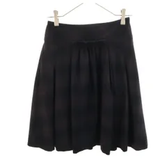 BURBERRY BLACK LABEL バーバリーブラックレーベル 日本製 ウールブレンド チェック柄 ミディ丈 プリーツスカート 36 ブラック系 三陽商会 レディース 古着