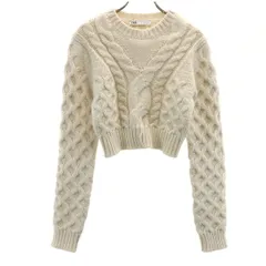 ZARA ザラ 長袖 ショート丈 セーター S アイボリー アランニット レディース 古着