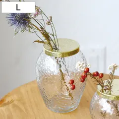 花瓶 インブルーム キャニスターリサイクルガラスベース L フラワーベース （ 花びん 花器 ベース フラワー 花 飾る 卓上 キャニスター リサイクルガラスベース ガラス アルミ ブラス 真鍮 ゴールド ハンドメイド 小物入れ ）)