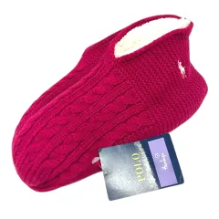 ポロ ラルフローレン POLO RALPH LAUREN 靴下 ルームソックス ボア ロゴ刺繍 すべり止め付 22-24cm ピンク