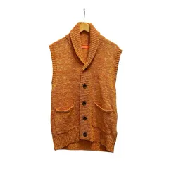 ハイダウェイ ニコル HIDEAWAYS カーディガン ノースリーブ 総柄 リネン混 コットン混 3165-6900 46 オレンジ