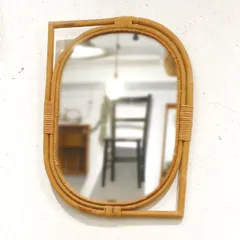 ウォールミラー リーフミラー ユグラ （ 壁掛 ミラー 鏡 ラタン アンティーク調 ナチュラル 北欧風 ）)