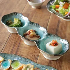 小鉢 3つ仕切り 28cm ボウル KANADE 陶器 （ 電子レンジ対応 鉢 3連 和食器 和風 個性的 醤油皿 薬味皿 ソース 醤油 マヨネーズ お漬物 副菜 お浸し おしゃれ ） )