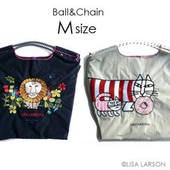 正規品 限定 BALL＆CHAIN ボールアンドチェーン バッグ エコバッグ ショッピングバッグ 2way トート ショルダー Mサイズ LISA LARSON リサ・ラーソン リサラーソン MIKEY マイキー LION レナルト ネコ 猫 ライオン