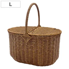 バスケット バルト 柳 ピクニックバスケット オーバル L ふた付き （ 洗える かご 収納 カゴ 天然素材風 幅35×奥行28×高さ20.5cm 水洗い 収納かご 持ち手付き 小物収納 小物入れ ピクニック おしゃれ キッチン インテリア 雑貨 ）)
