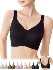 【在庫セール】[veimia] 胸を小さく見せるブラ 小さく 見せる ブラジャー ぶら ノンワイヤーブラ 大きいサイズ【締付け感なし･肌を自由に呼吸させ】脇高設計 高弾性 小さく見せるブラ 揺れ軽減 垂れた胸補正ブラ ナイトブラ 昼兼用