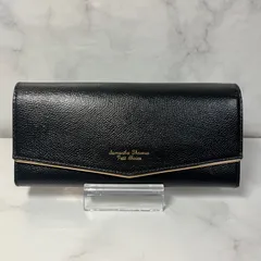 Samantha Thavasa Petit Choice サマンサタバサ プチチョイス　被せ長財布　ブラック　ゴールドバー　レザー