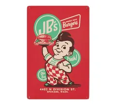 ビッグボーイ ブリキ看板 サインプレート おしゃれ キャラクター アメリカ アンティーク レトロ かっこいい サインボード ガレージ インテリア 壁 飾り アメリカン雑貨 A4 BIG BOY JB's 
