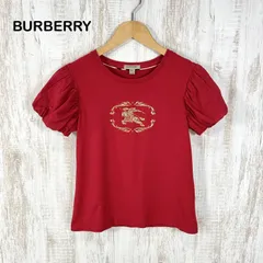 BURBERRY バーバリー ロゴプリント パフスリーブ 半袖 カットソー Tシャツ レッド y2k 平成女児 ピチT