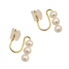 【在庫セール】ホワイト 金属アレルギー対応 結婚式/誕生日プレゼント ネジ式痛くない レディースパールイヤリング 日本製ノンホールピアス