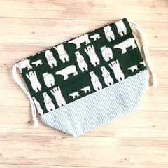 ハンドメイド お弁当袋 入園入学グッズ 巾着袋 クマ柄