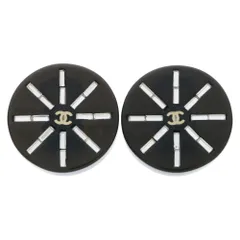 CHANEL (シャネル) 07C ココマーク 円盤ストーン イヤリング イヤーアクセサリー ブラック シルバー金具