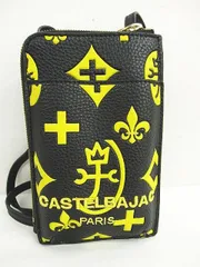 CASTELBAJAC カステルバジャック スマホ ショルダーバッグ ブラック×イエロー ロゴ 総柄 MF0021-0223-3