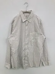 UNIQLO ユニクロ シャツ/ブラウス L ホワイト コットン ストライプ柄 長袖 レギュラーカラー