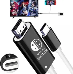 Switch/Switch 持ち運び便利 OLED/パソコン/タブレット/スマホなどに対応 多機能 小型 遅延なし 高性能チップ PD急速充電 HDMI変換 TVモード 4K&1080P解像度 (ブラック＆ホワイト) 純正直接にTV出力Hdmi テレビ接続ケー