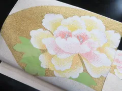 a2508-76 名古屋帯 九寸 美品 正絹 着物 名古屋仕立て 明綴れ