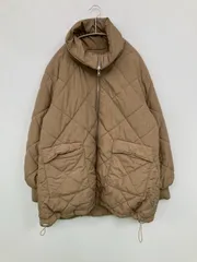その他アウター ブラウン ナイロン 無地 キルティング ミドル丈 フードなし ジップアップ