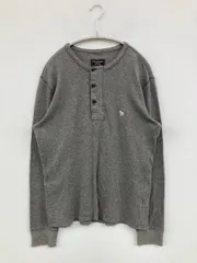 Abercrombie & Fitch アバクロンビーアンドフィッチ Tシャツ/カットソー S グレー 無地 ワンポイント ミドル丈 長袖 ヘンリーネック