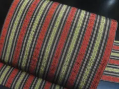 a2507-61 名古屋帯  美品 正絹 着物 全通 縞模様