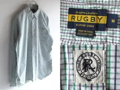 希少 廃盤ライン RALPH LAUREN RUGBY ラルフローレン ラグビー コットン チェックシャツ BDシャツ M 緑 黒 白 RN41381 USA企画