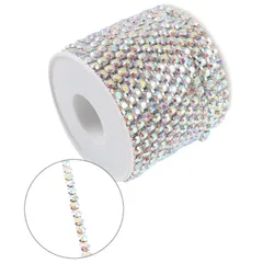 サムコス ダイヤストーンチェーン クリスタルチェーン 1セット クリスタル 基礎パーツ デコレーション アクセサリー DIY 手芸 手作り用品 衣類 帽子 シルバー 10M 2mm (グラデーション色)