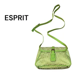 ESPRIT エスプリ　ショルダーバッグ　ロゴ　総柄　ミニバッグ　ヴィンテージ　ライトグリーンのサムネイル